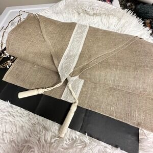 Angel des Montagnes Linen Table Runner Embroidered sequin Tassel NEW 73"